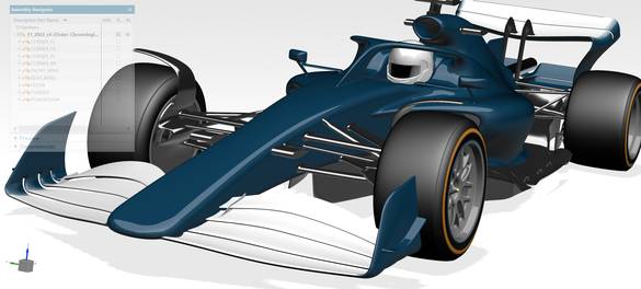 dubbelgekromde vlakken raceauto design